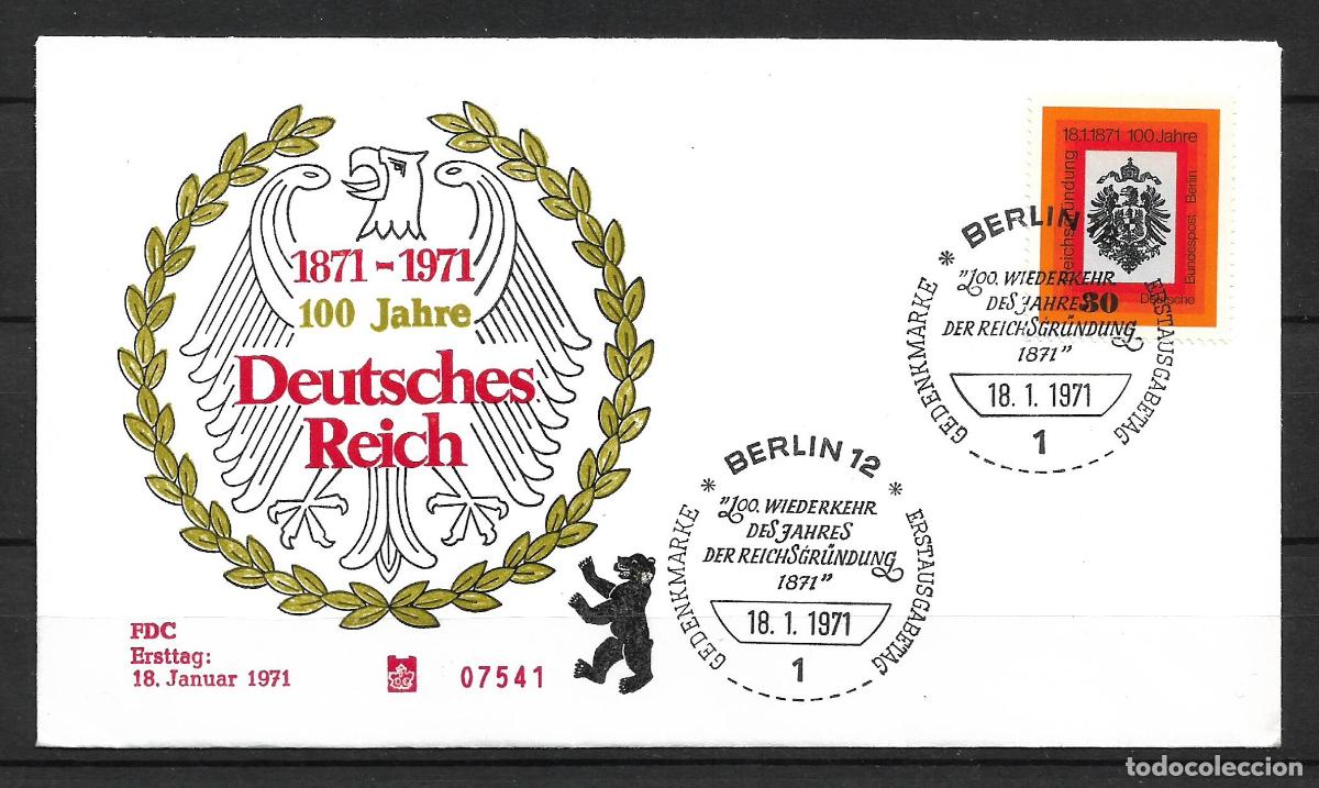 Sellos: alemania berlin 1971 michel 385 sobre primer dia 1.50&euro; - 153/2