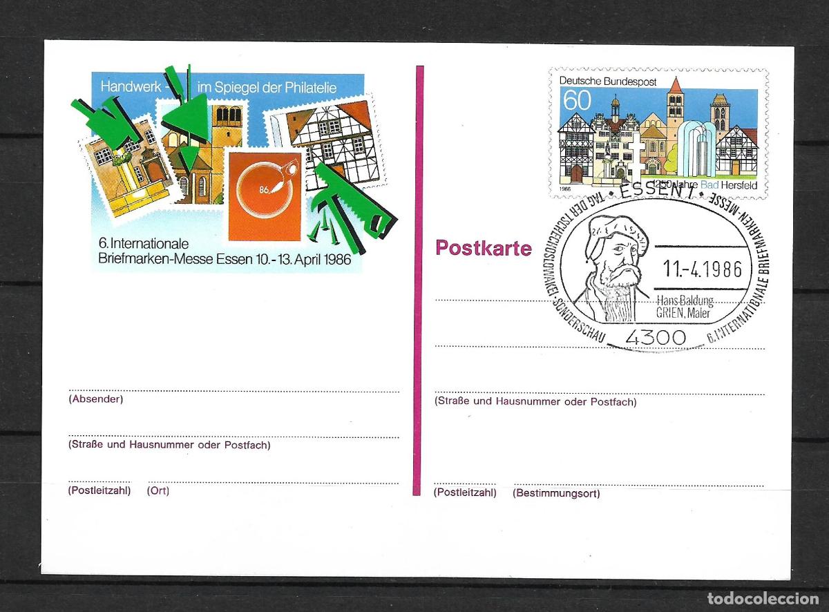 Sellos: alemania 1986 michel 1271 entero postal 1&euro; - 153/3