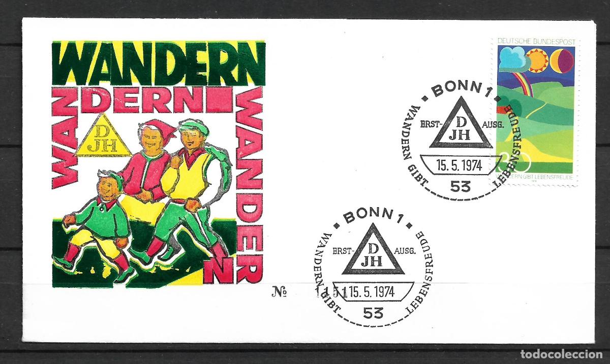 Sellos: alemania 1974 michel 808 sobre primer dia 1.80&euro; - 153/4