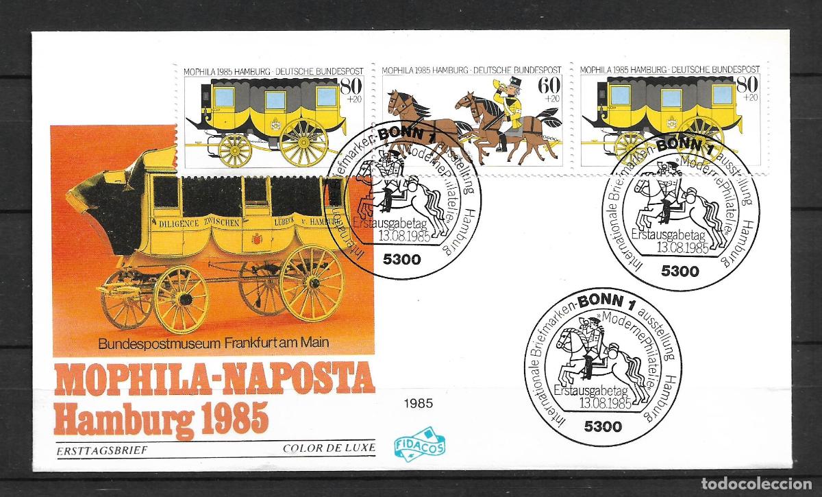 Sellos: alemania 1985 michel 1255/1256 sobre primer dia 10&euro; - 153/4