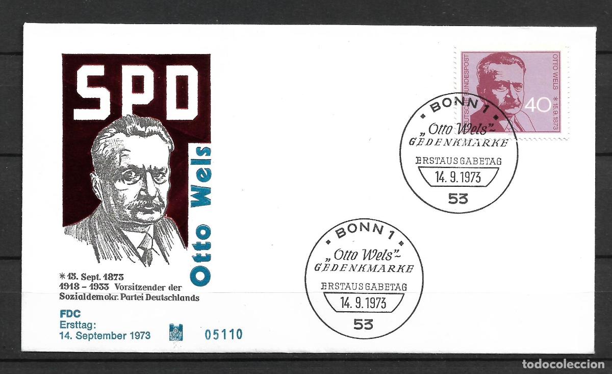 Sellos: alemania 1973 michel 780 sobre primer dia 1.30&euro; - 153/4