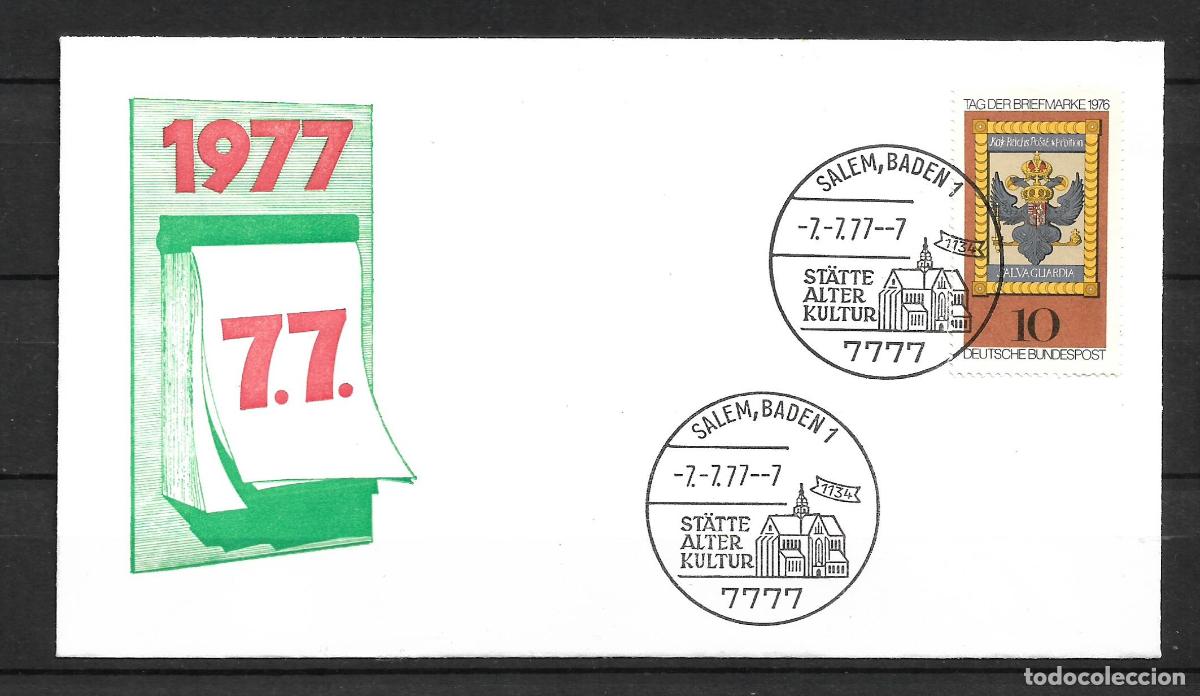 Sellos: alemania 1977 michel 948 sobre primer dia 1.10&euro; - 153/5