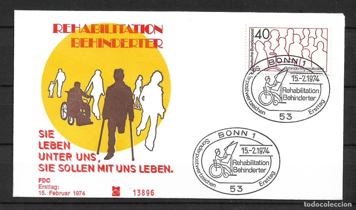 Sellos: alemania 1974 michel 796 sobre primer dia 1.80&euro; - 153/5