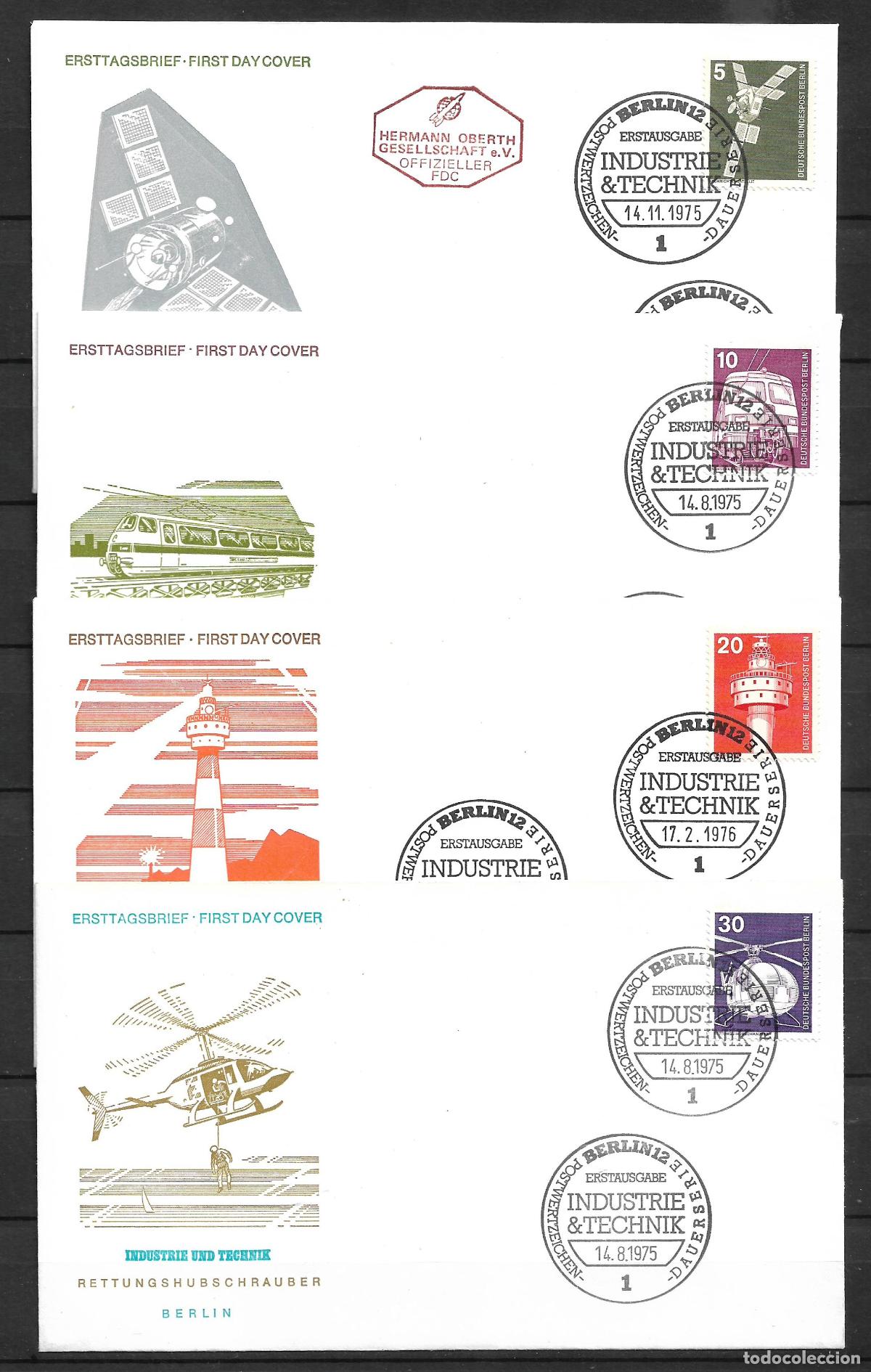 Sellos: alemania berlin 1975 michel 494/497 sobre primer dia 4&euro; - 153/6