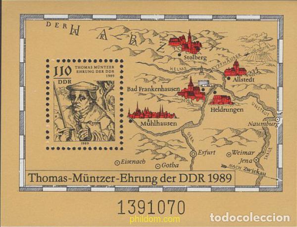 Sellos: 145066 MNH ALEMANIA DEMOCRATICA 1989 500 ANIVERSARIO DEL NACIMIENTO DE THOMAS M&Uuml;NTZER