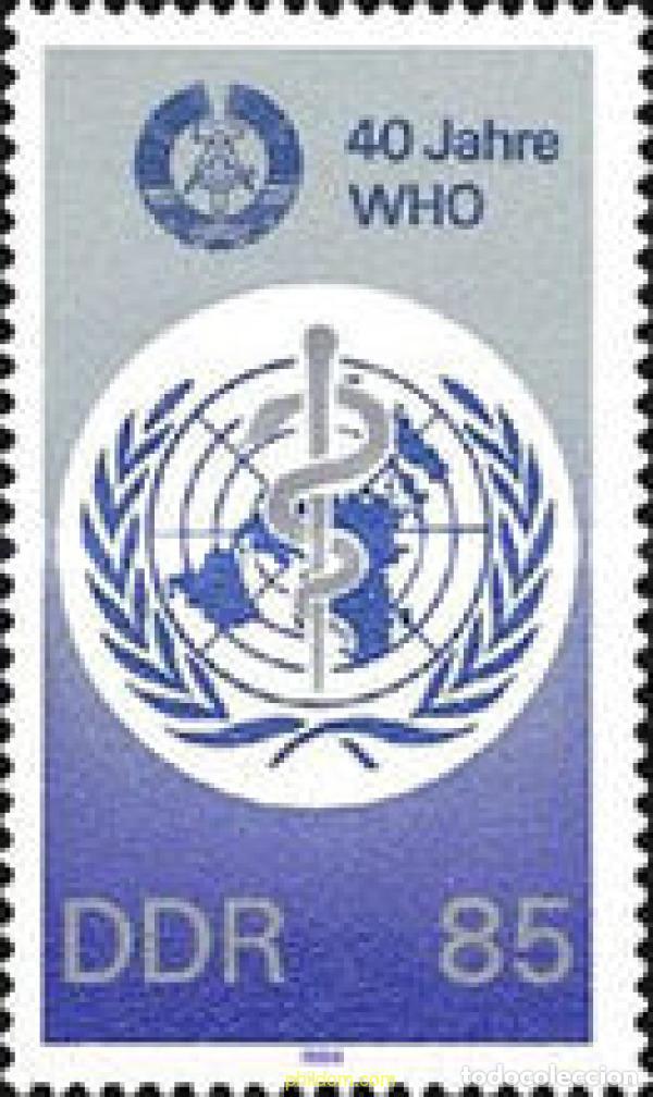 Sellos: 150986 MNH ALEMANIA DEMOCRATICA 1988 40 ANIVERSARIO DE LA ORGANIZACION MUNDIAL DE LA SALUD