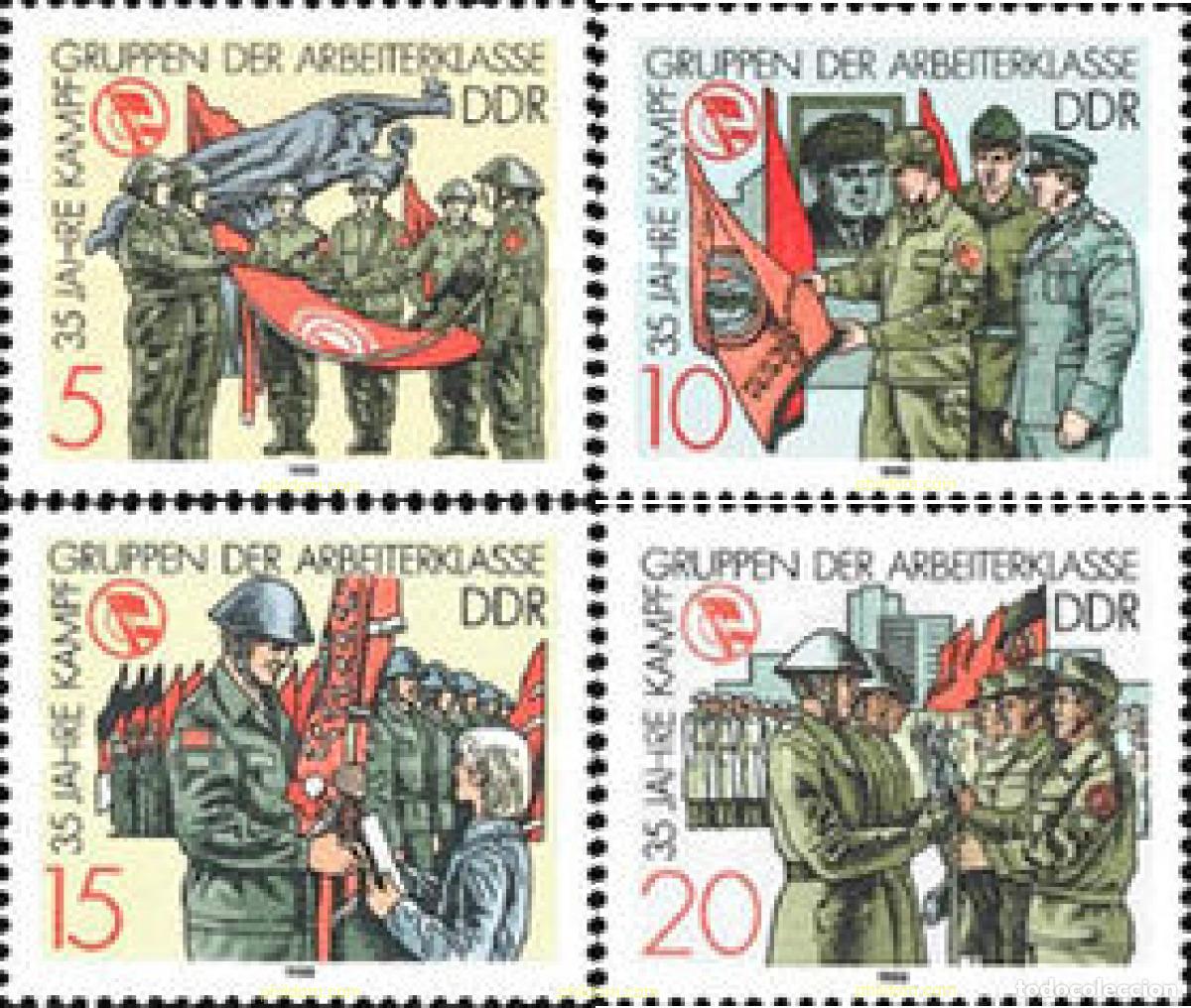 Sellos: 150979 MNH ALEMANIA DEMOCRATICA 1988 35 ANIVERSARIO DE LAS TROPAS OBRERAS
