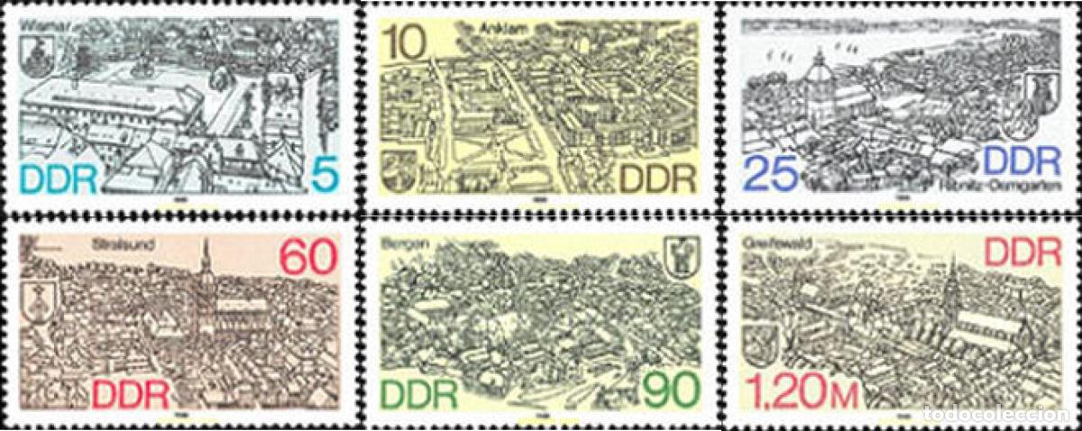 Sellos: 64662 MNH ALEMANIA DEMOCRATICA 1988 CIUDADES Y ESCUDOS