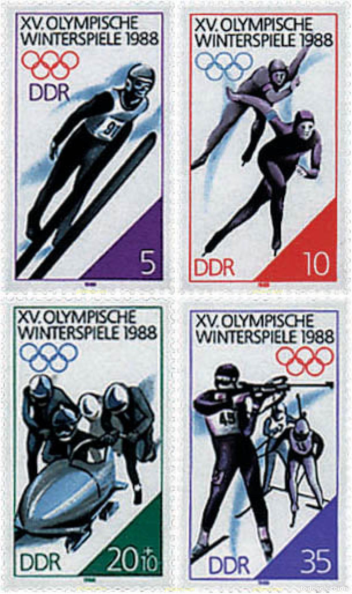 Sellos: 70366 MNH ALEMANIA DEMOCRATICA 1988 15 JUEGOS OLIMPICOS INVIERNO CALGARY 1988