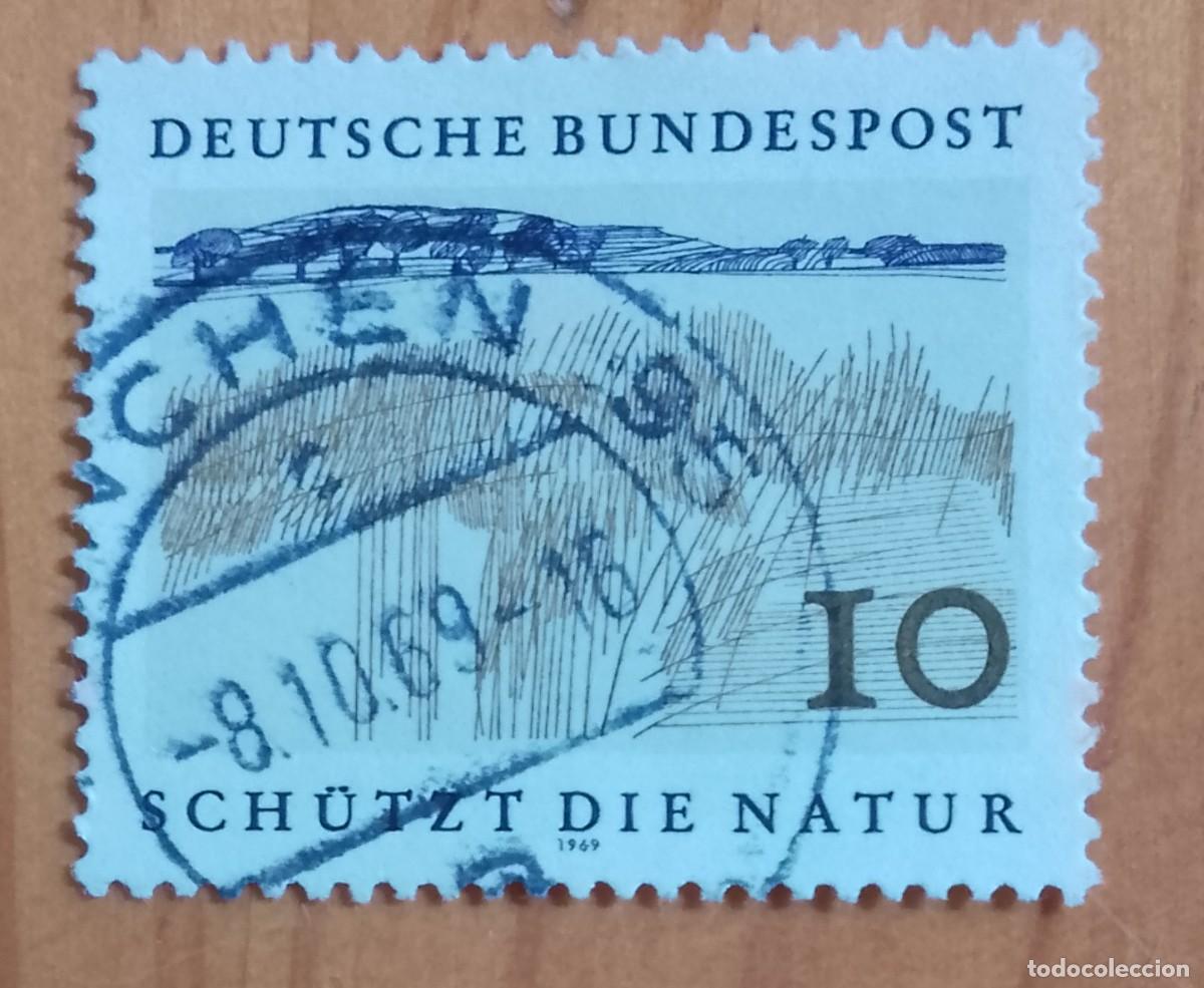 Sellos: ALEMANIA - V/F 10 &Oacute; IO- PROTEJA LA NATURALEZA - MATASELLO IDENTIFICATIVO: 8.10.69 M&Uuml;NCHEN