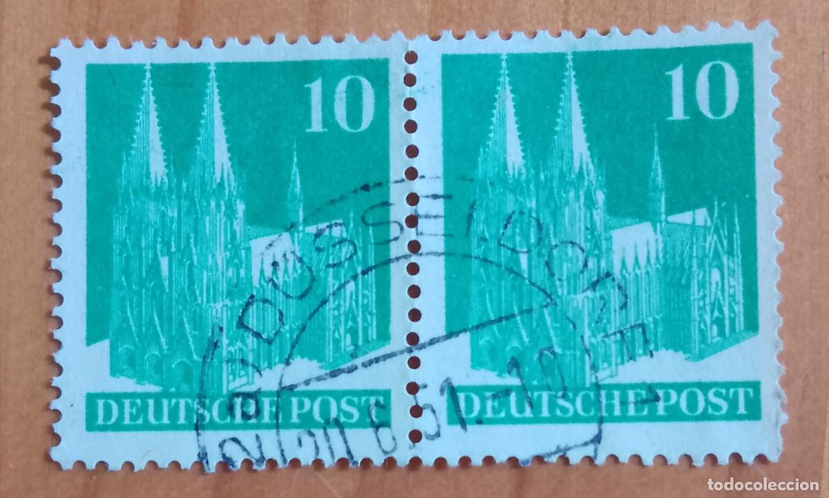 Sellos: ALEMANIA - V/F 10 - CATEDRAL - TIRA, MATASELLO IDENTIFICATIVO: 20.6.51 D&Uuml;SSELDORF