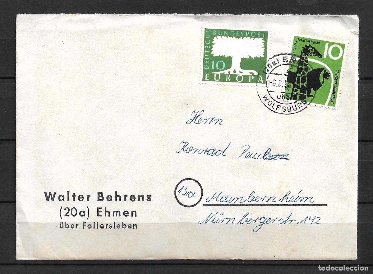 Briefmarken: alemania 1958 michel 294 + 288 sobre circulado 23&euro;- 153/6