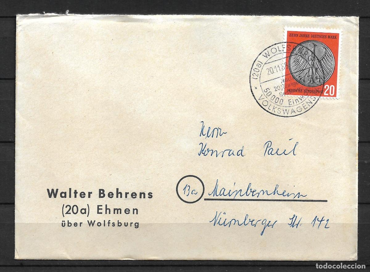 Briefmarken: alemania 1958 michel 291 sobre circulado 2.50&euro;- 153/6