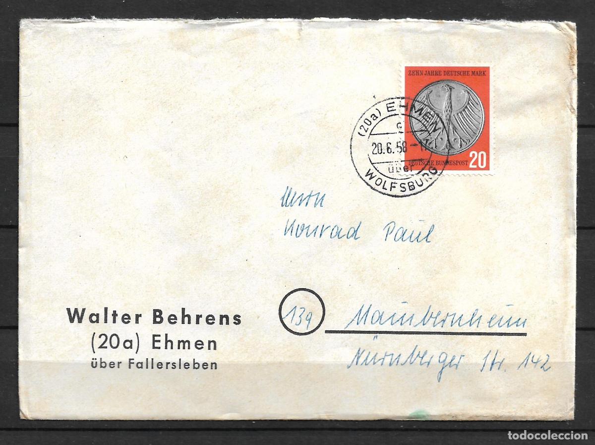 Briefmarken: alemania 1958 michel 291 sobre circulado 2.50&euro;- 153/6