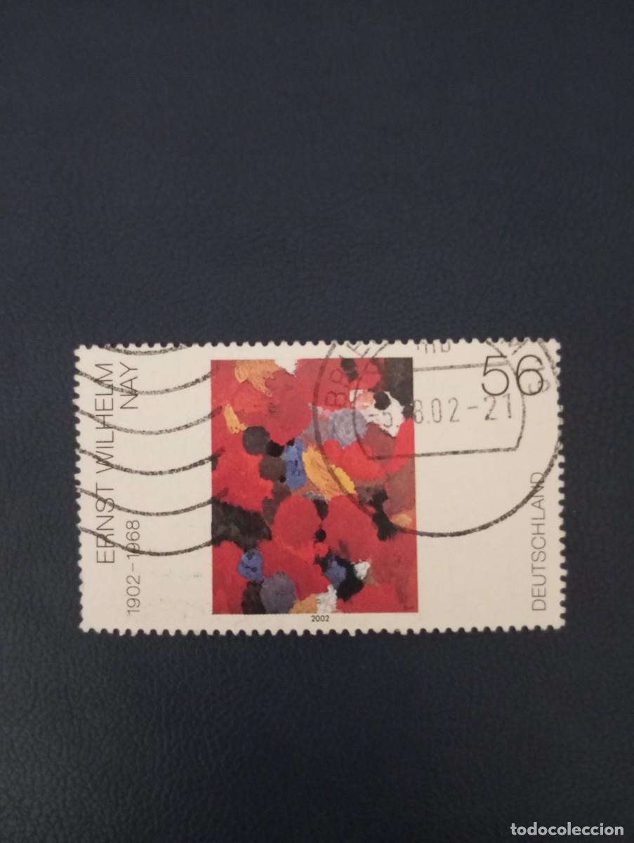 Selos: ALEMANIA, 2002, PLUMA AMARILLA EN ROJO, CUADRO DE F NAY