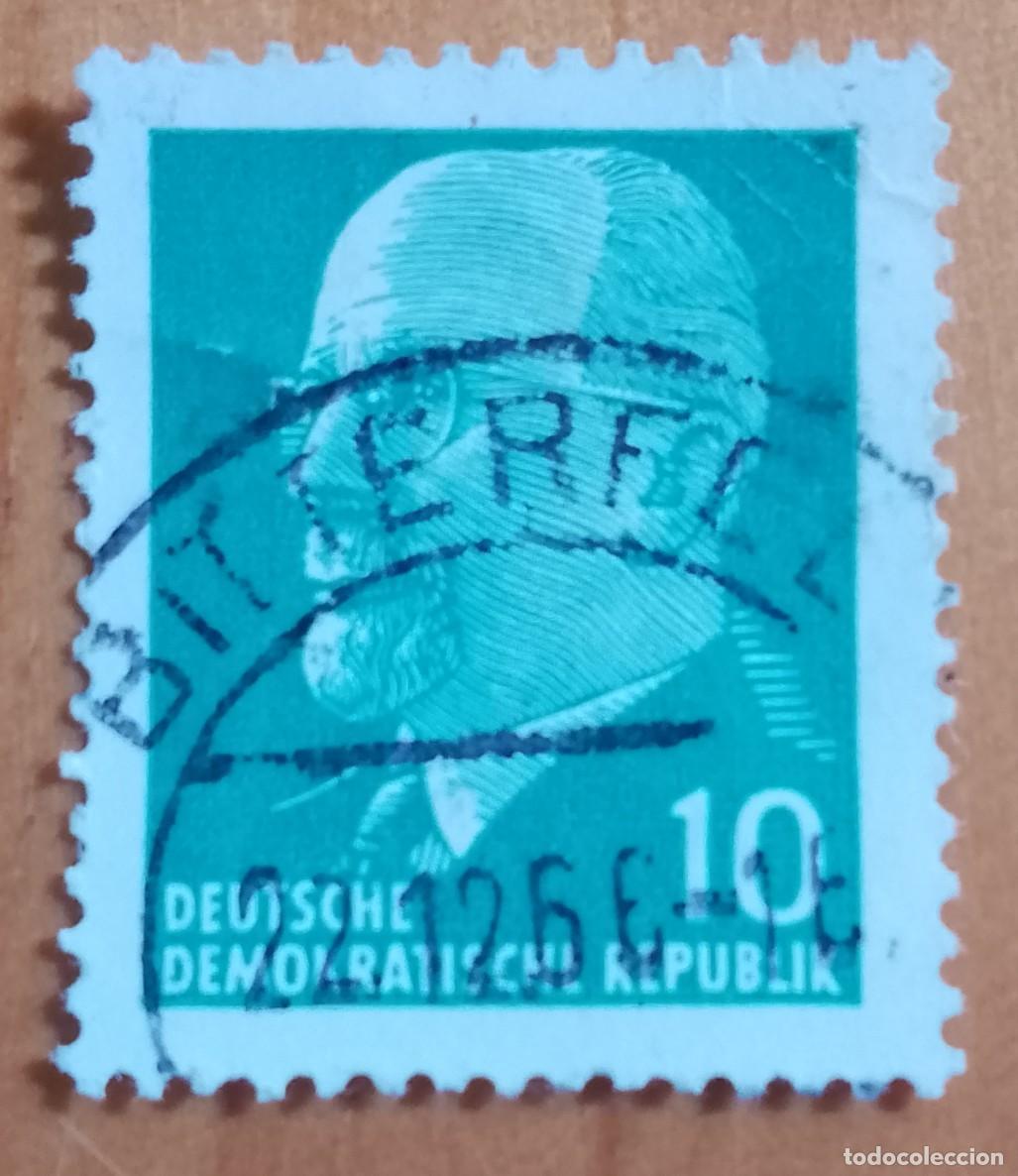 Sellos: ALEMANIA, RDA - V/F 10 - PRESIDENTE - MATASELLO IDENTIFICATIVO: 22.12.66 BITTERFELD