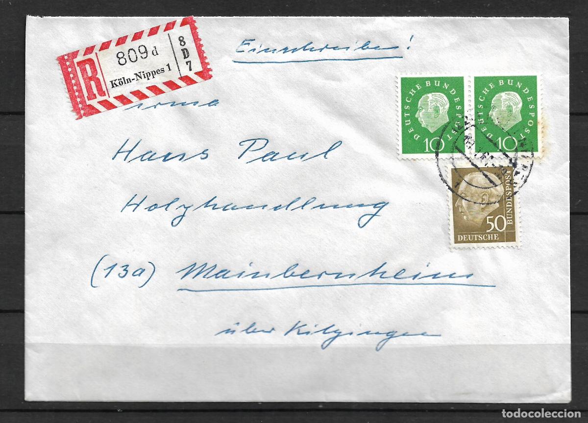 Briefmarken: alemania 1958 michel 261 + 303 sobre circulado 3&euro;- 153/1