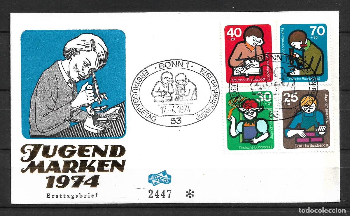 Timbres: alemania 1974 michel 800/803 sobre primer dia 22&euro;- 153/1