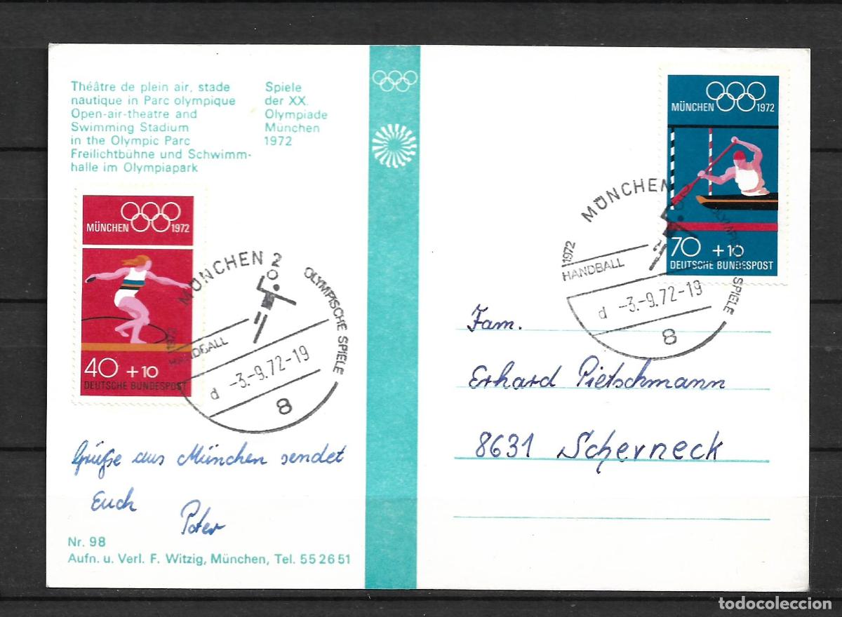 Sellos: alemania 1972 michel 736/737 tarjeta postal 7.50&euro;- 153/1