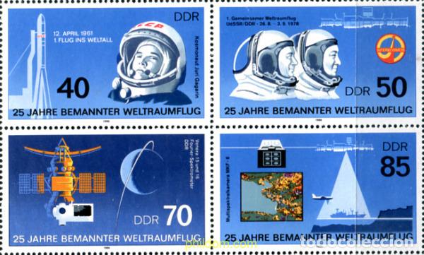 Sellos: 144975 MNH ALEMANIA DEMOCRATICA 1986 25 ANIVERSARIO DEL PRIMER VUELO DEL HOMBRE AL ESPACIO