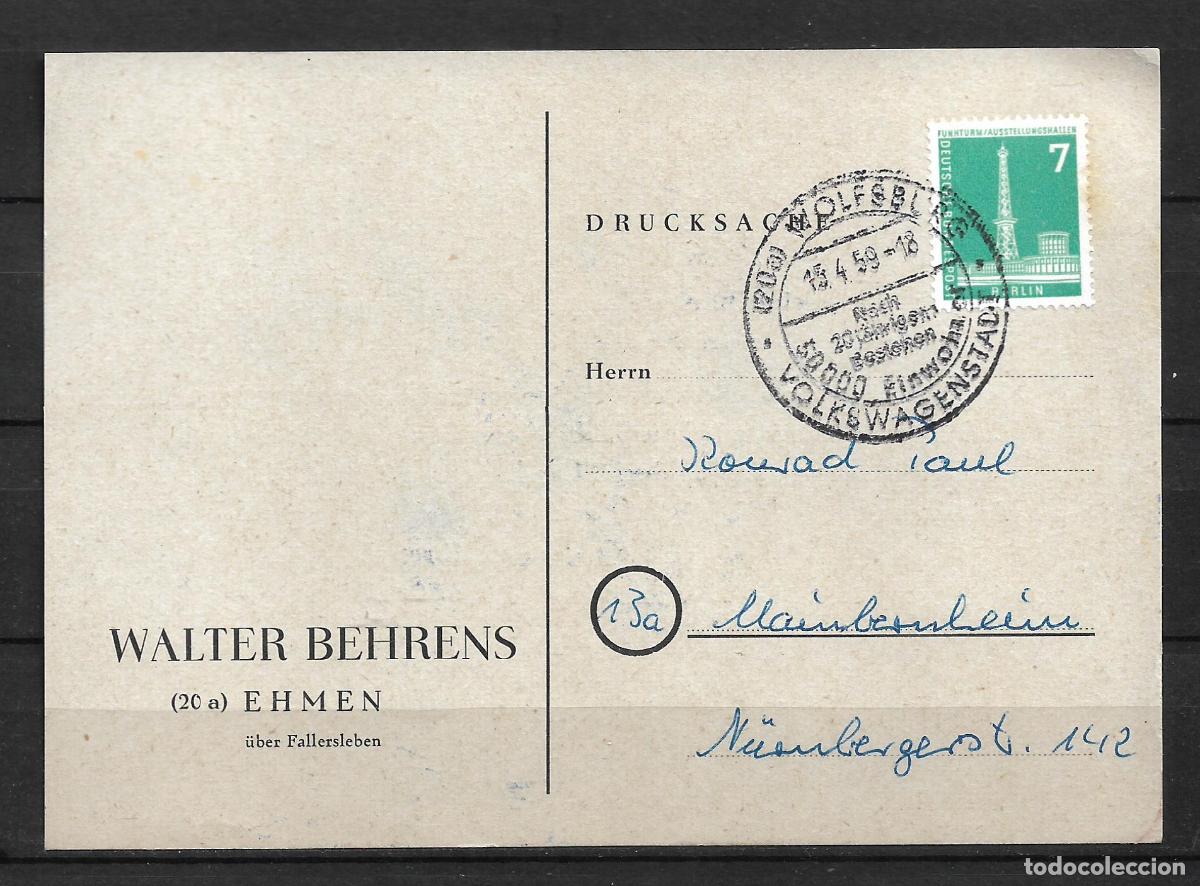Sellos: alemania berlin 1956 michel 142 tarjeta postal 1&euro;- 153/2