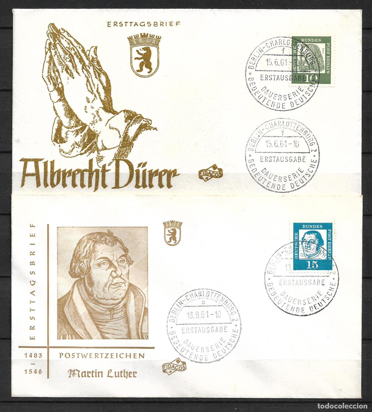 Sellos: alemania berlin 1961 michel 202/203 sobre primer dia 2.60&euro;- 153/2
