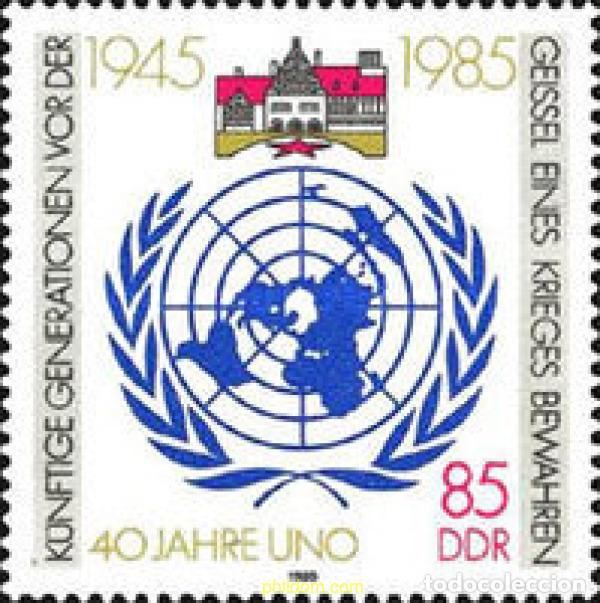 Sellos: 150944 MNH ALEMANIA DEMOCRATICA 1985 40 ANIVERSARIO DE LAS NACIONES UNIDAS