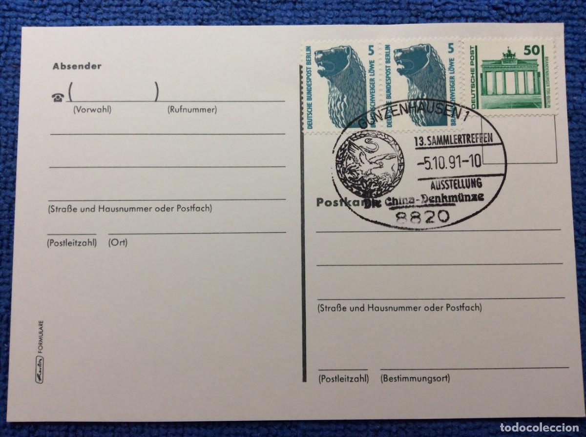 Sellos: ALEMANIA 1991 TARJETA POSTAL. INTERESANTE MATASELLOS (1DDN52)