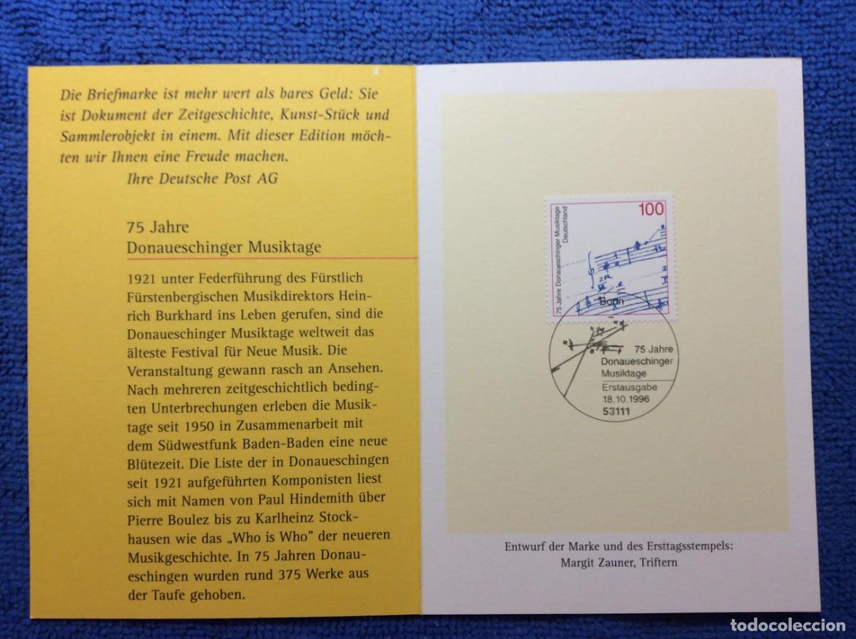 Sellos: ALEMANIA 1996 TARJETA CONMEMORATIVA. INTERESANTE MATASELLOS (1DDN61)