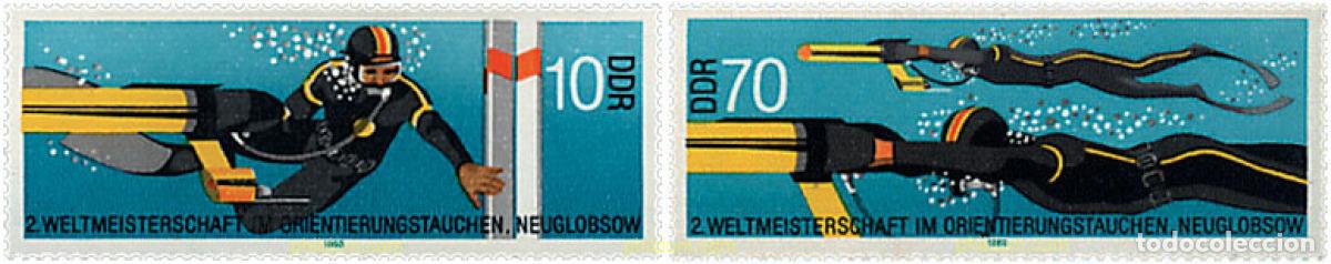 Sellos: 64645 MNH ALEMANIA DEMOCRATICA 1985 2 CAMPEONATOS DEL MUNDO DE SUBMARINISMO