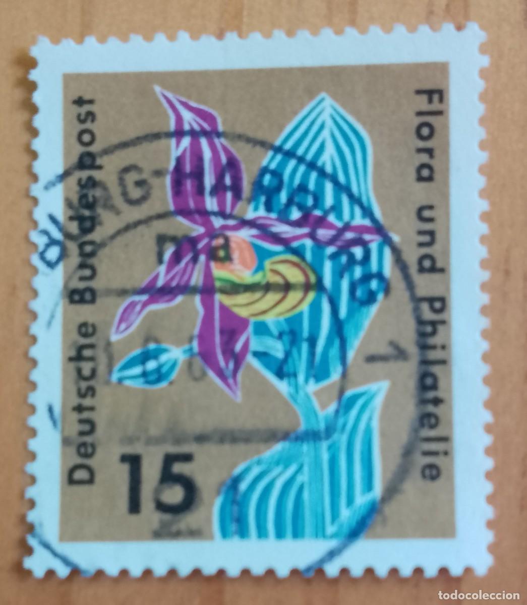 Sellos: ALEMANIA - V/F 15 - FLORA Y FILATELIA - MATASELLO IDENTIFICATIVO: 11.6.63 HARBURG