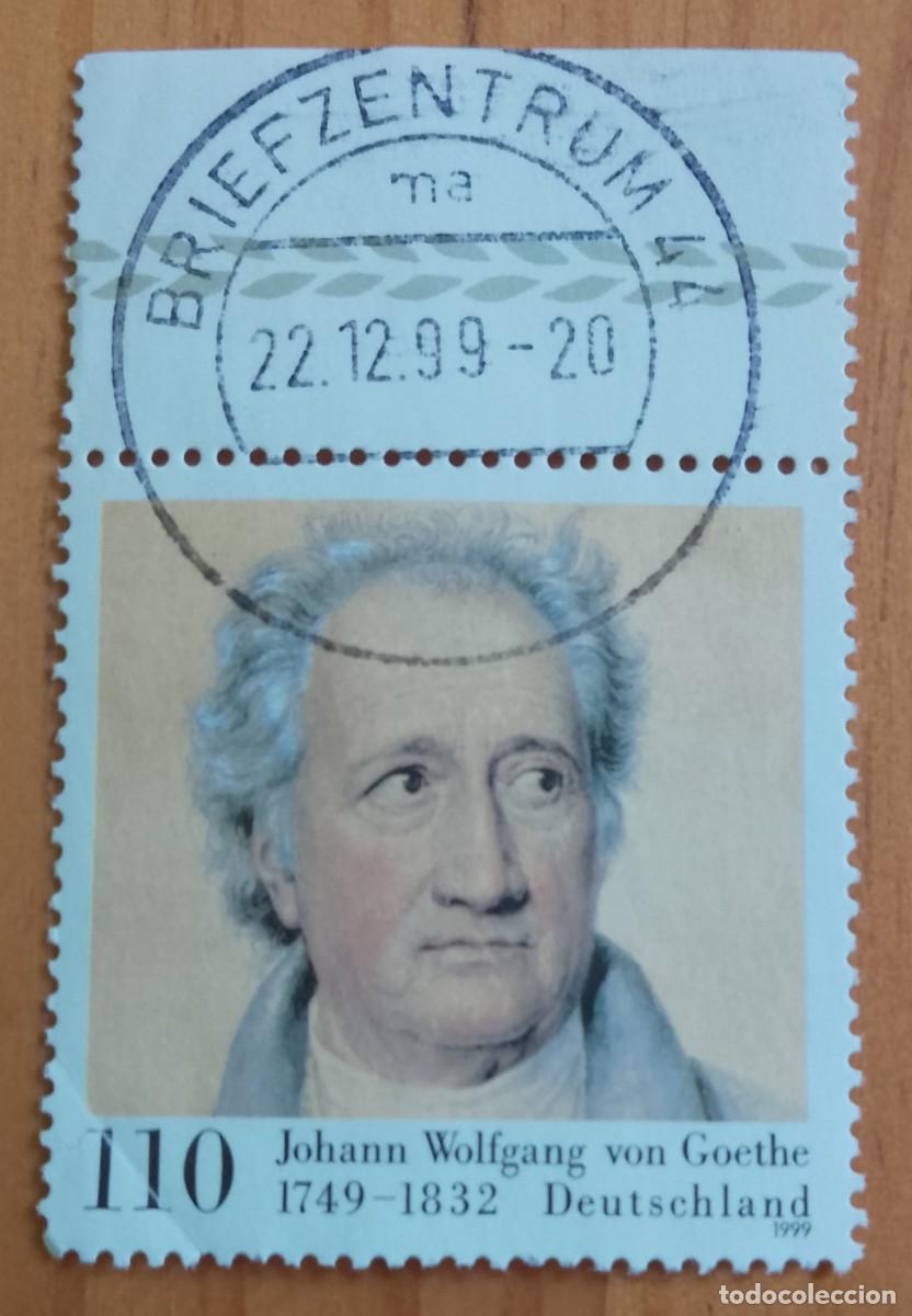 Sellos: ALEMANIA - V/F 110 - JOHANN WOLFGANG VON GOETHE - MATASELLO IDENTIFICATIVO: 22.12.99 BRIEFZENTRUM