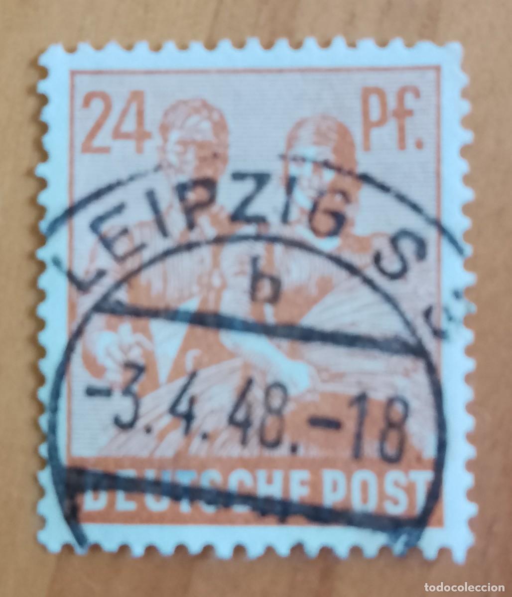 Stamps: ALEMANIA - V/F 24 PF. - OFICIOS - MATASELLO IDENTIFICATIVO: 3.4.48 LEIPZIG