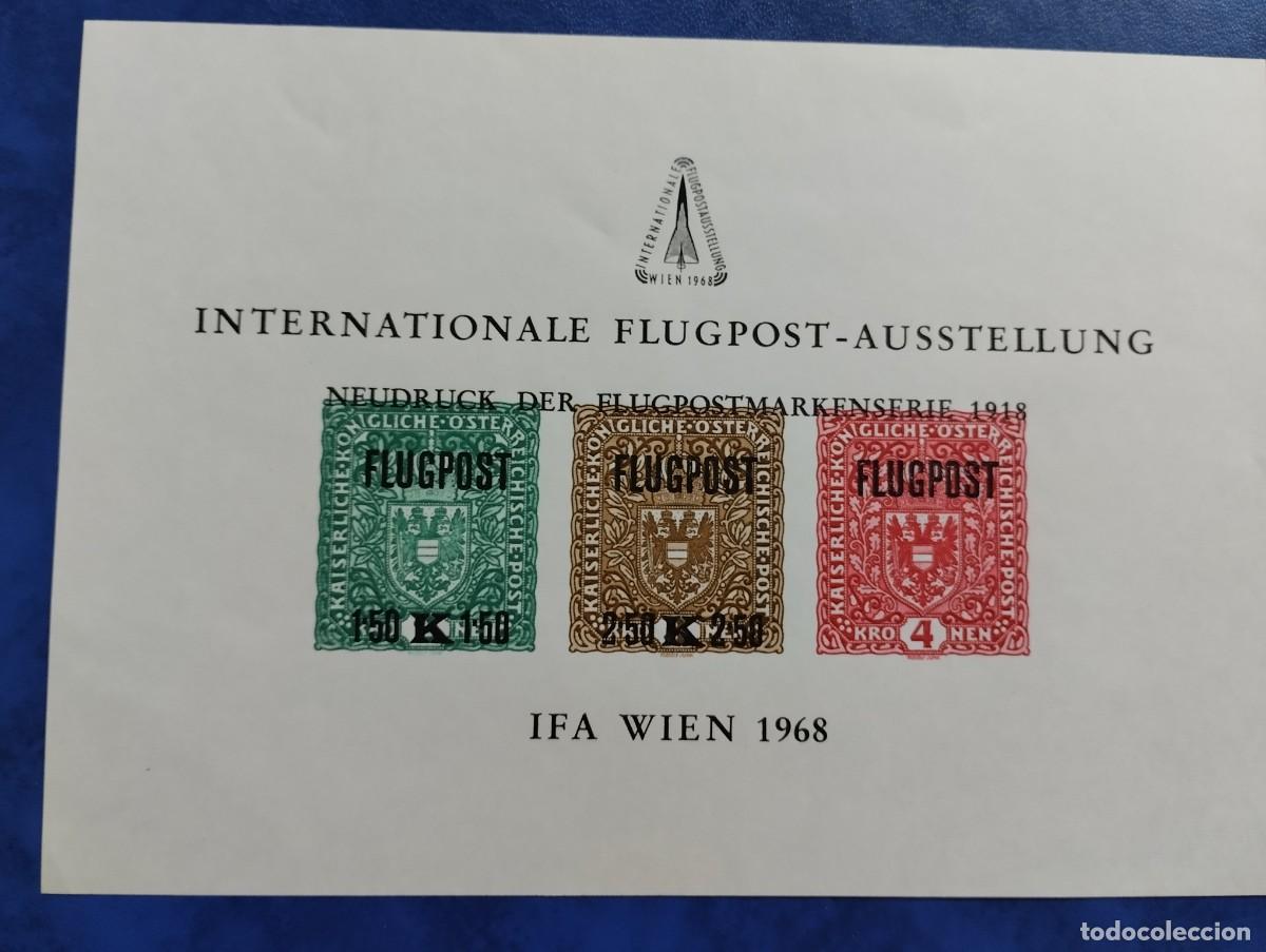 Selos: VIENA A&Ntilde;O 1968, EXPOSICI&Oacute;N INTERNACIONAL DEL CORREO A&Eacute;REO, HOJA BLOQUE**MNH