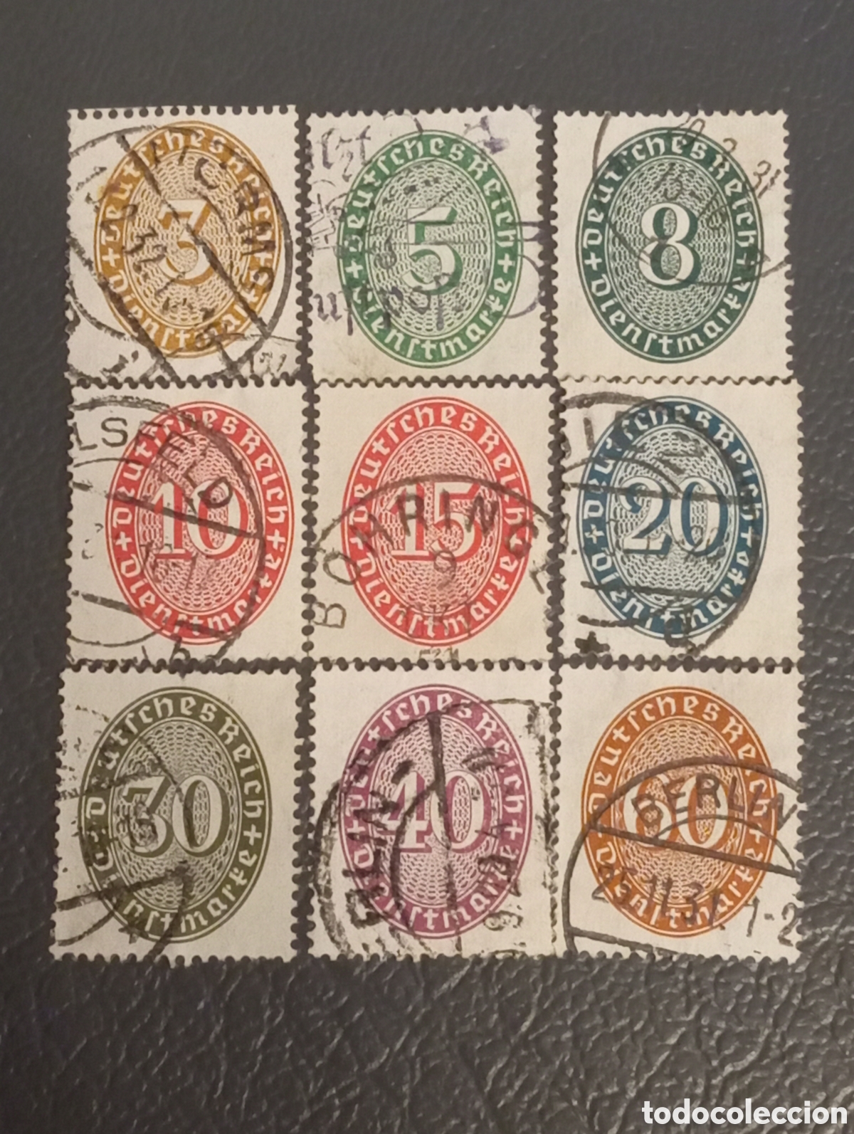 Selos: Alemania Imperio 1927 - Lote 9 Sellos Oficiales Dienstmarke Mi. 114/131 Matasellados