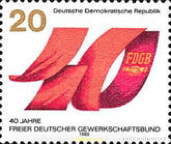 Sellos: 150937 MNH ALEMANIA DEMOCRATICA 1985 40 ANIVERSARIO DE LA FUNDACION DEL MOVIMIENTO SINDICAL ALEMAN