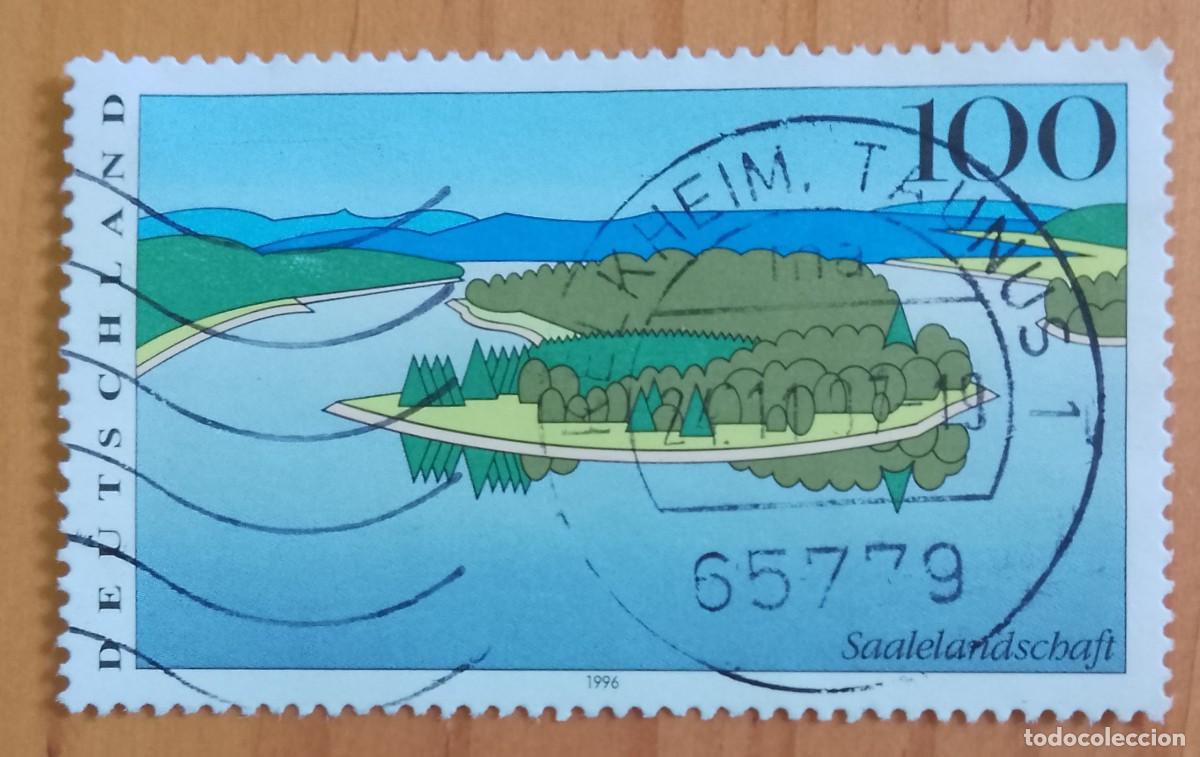 Sellos: ALEMANIA - V/F 100 - A&Ntilde;O 1996, SAALELANDSCHAFT - MATASELLO IDENTIFICATIVO: 24.11.97 BELLKHEIM-TAUNUS