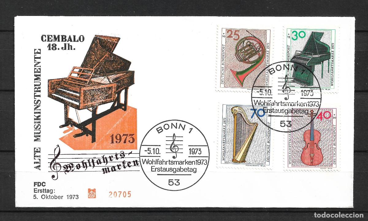 Sellos: alemania 1973 michel 782/785 sobre primer dia 6.50&euro; - 153/1