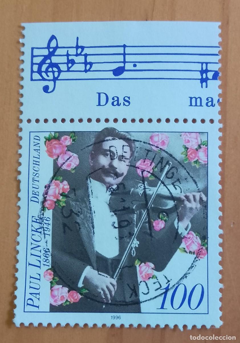 Sellos: ALEMANIA - V/F 100 - A&Ntilde;O 1996, PAUL LINCKE, 1866.1946 - MATASELLO IDENTIFICATIVO: 6.11.97 DETTINGEN