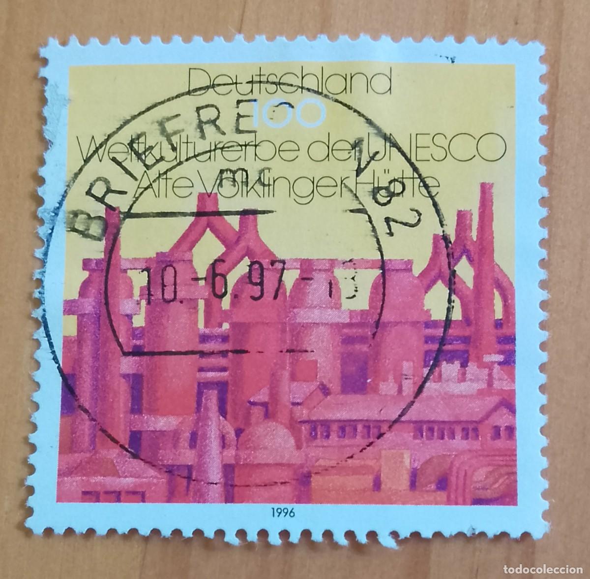 Sellos: ALEMANIA - V/F 100 - A&Ntilde;O 1996, SIDERURGIA DE VOLKLINGE - MATASELLO IDENT.: 10.6.97 BRIEFZENTRUM
