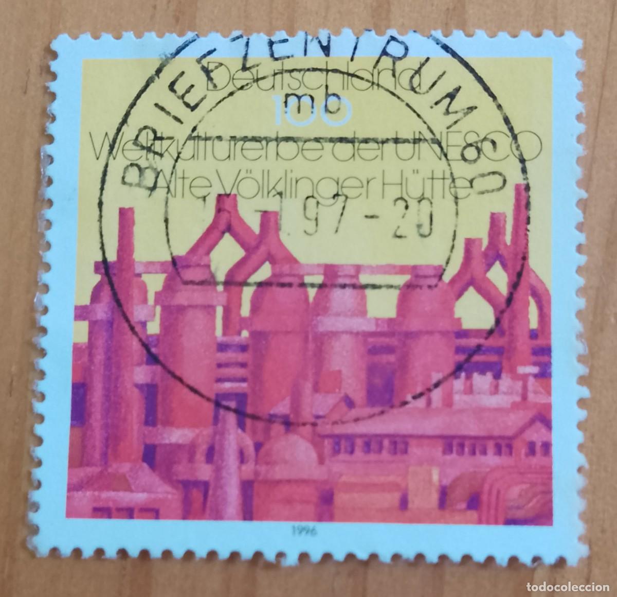 Sellos: ALEMANIA - V/F 100 - A&Ntilde;O 1996, SIDERURGIA DE VOLKLINGE - MATASELLO IDENT.: 16.1.97 BRIEFZENTRUM