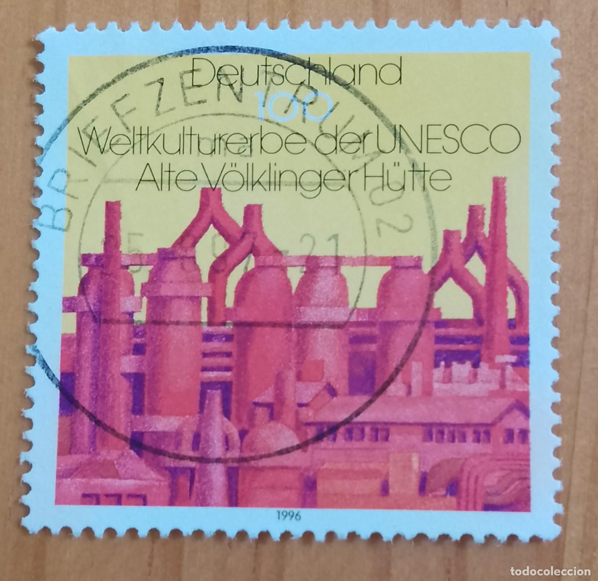 Sellos: ALEMANIA - V/F 100 - A&Ntilde;O 1996, SIDERURGIA DE VOLKLINGE - MATASELLO IDENT.: 16.1.97 BRIEFZENTRUM