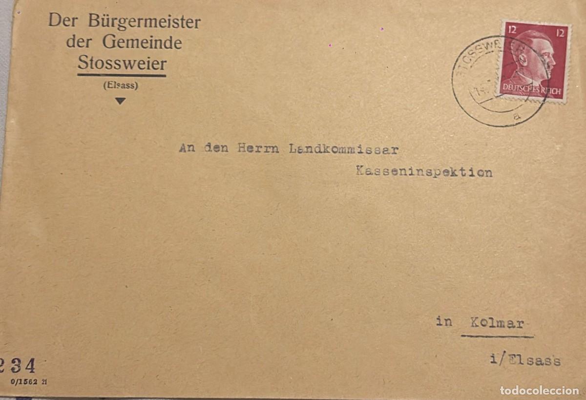 Sellos: O) GERMANY, STOSSWEIER, ADOLF HITLER, CIRCULATED TO K - KOLMAR, K, LETTER IMPOSED BY THE OCCUPATION