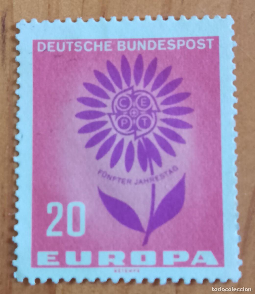 Sellos: ALEMANIA - V/F 20 - EUROPA, QUINTO ANIVERSARIO DE LA CEPT - FLOR