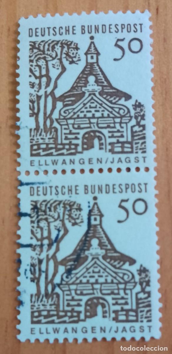 Sellos: ALEMANIA - V/F 50 - A&Ntilde;O 1964 - ELLWANGEN - YV 326 - TIRA CON DOS SELLOS CON GOMA