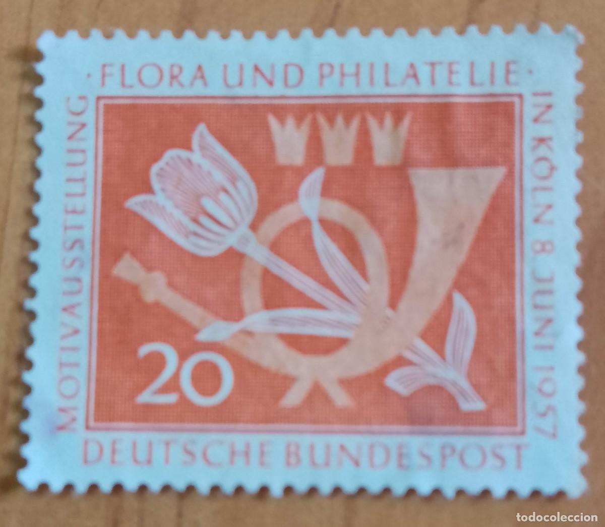 Sellos: ALEMANIA - V/F 20 - A&Ntilde;O 1957 - FLORA Y FILATELIA - YV 133