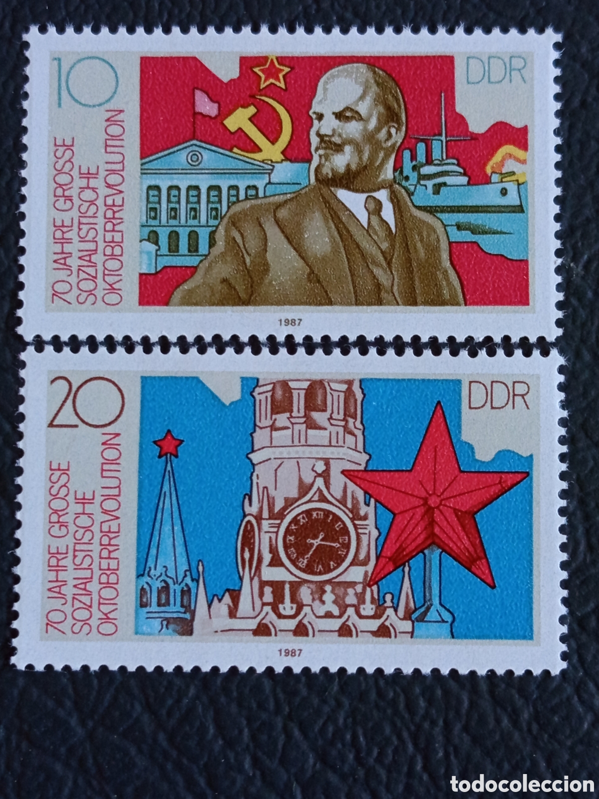 Sellos: Alemania Oriental DDR 1987 - Revoluci&oacute;n de Octubre - Michel 3130-3131 MNH