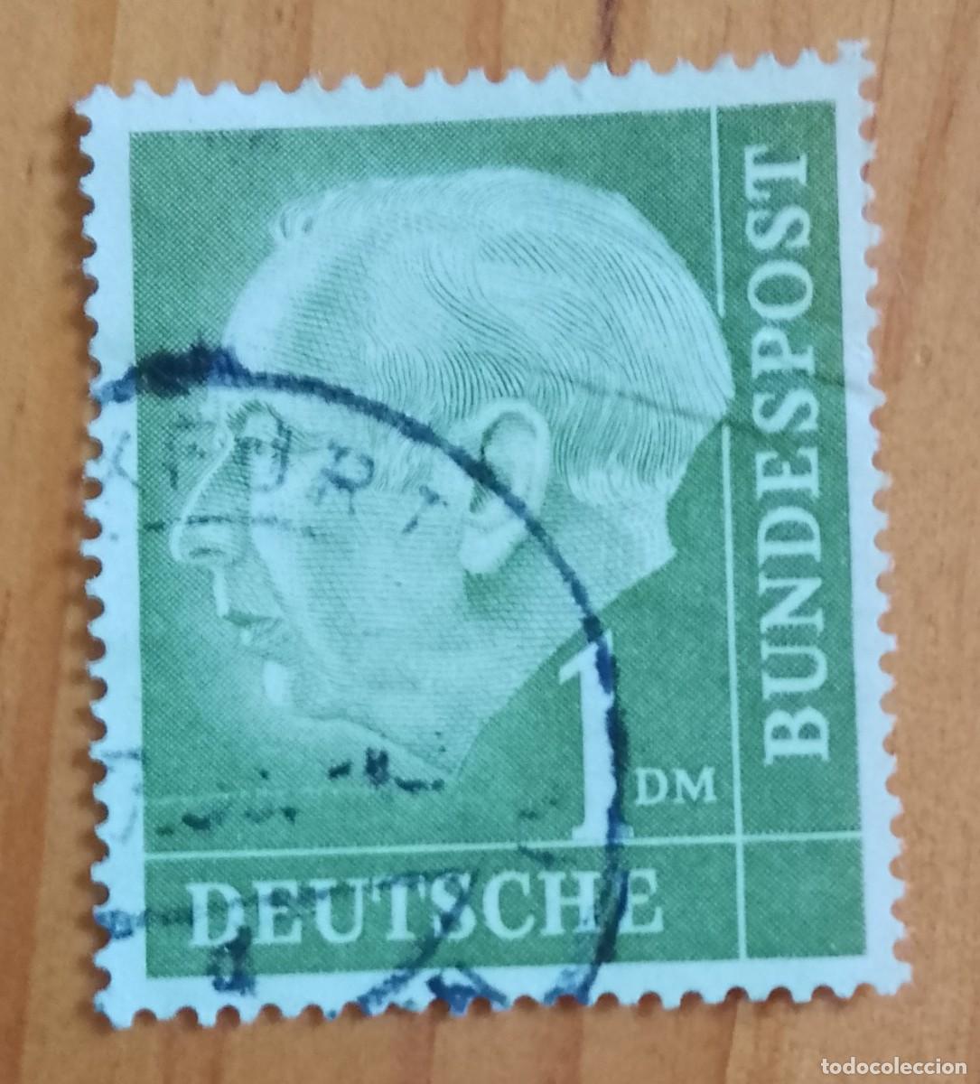 Sellos: ALEMANIA - 1 DM - PRESIDENTE: THEODOR HEUSS