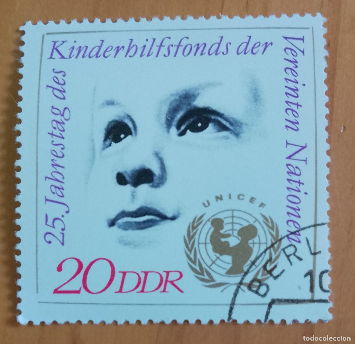 Sellos: ALEMANIA, DDR - V/F 20 - 25 ANIVERSARIO DEL FONDO DE LAS NACIONES UNIDAS PARA LA AYUDA A LA INFANCIA