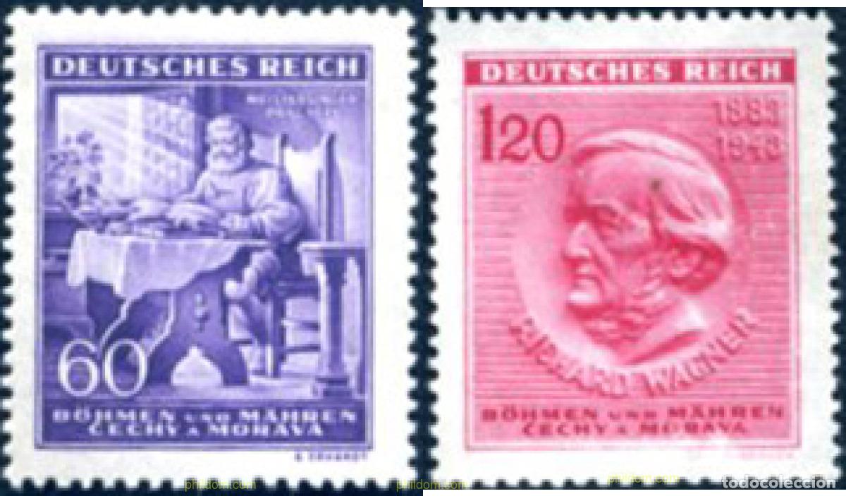 Sellos: 788779 HINGED BOHEMIA Y MORAVIA 1943 130 ANIVERSARIO DEL NACIMIENTO DE RICHARD WAGNER